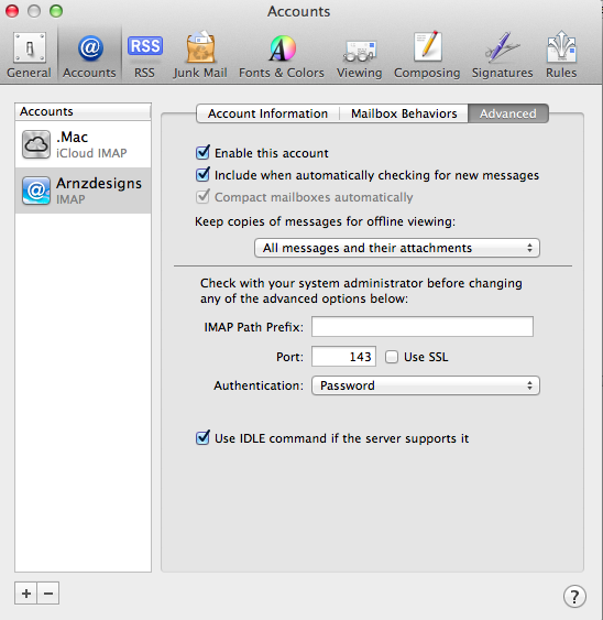charter email settings for mac